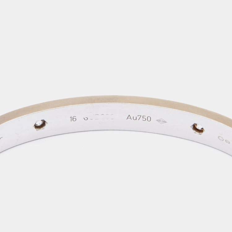 Pre Owned Cartier Love 4 Diamonds 18K White Gold Bracelet 16