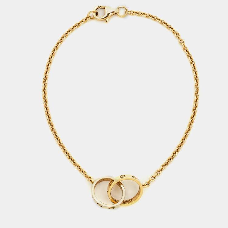 Pre Owned Cartier Love Interlocking 2 Hoops 18K Yellow Gold Bracelet