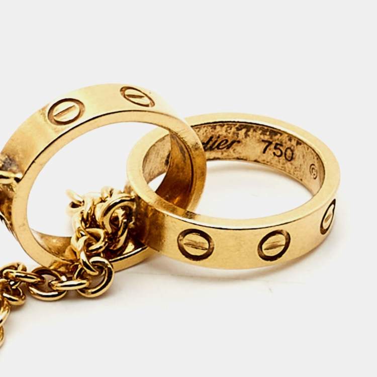 Pre Owned Cartier Love Interlocking 2 Hoops 18K Yellow Gold Bracelet
