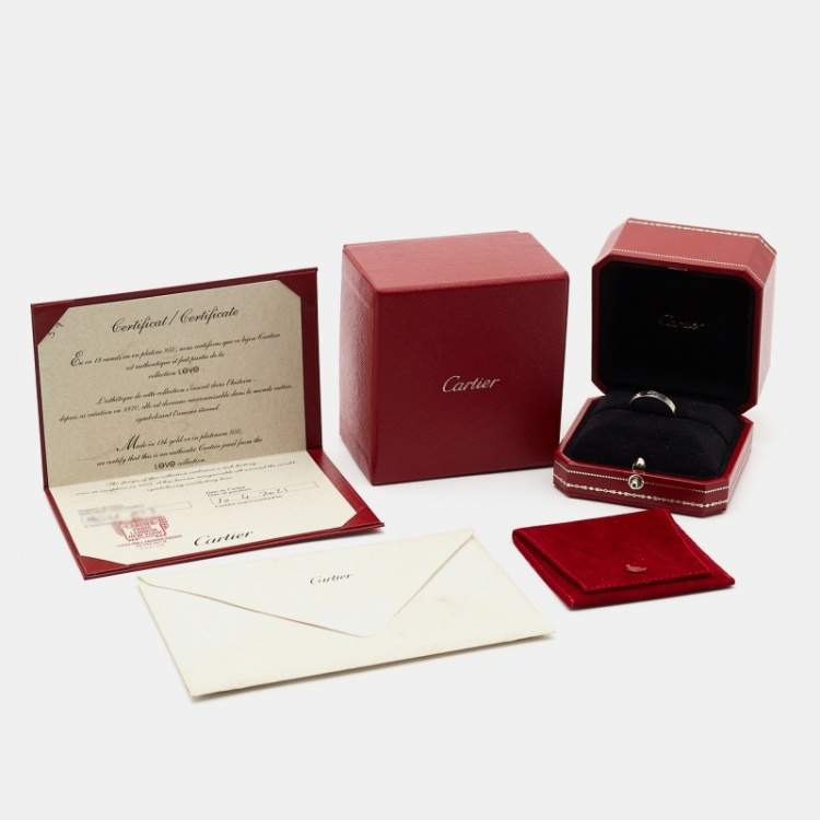 Pre Owned Cartier Love 18K White Gold Narrow Wedding Band Ring Size 59