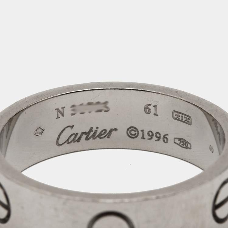 Pre Owned Cartier Love Vintage 18K White Gold Band Ring 61