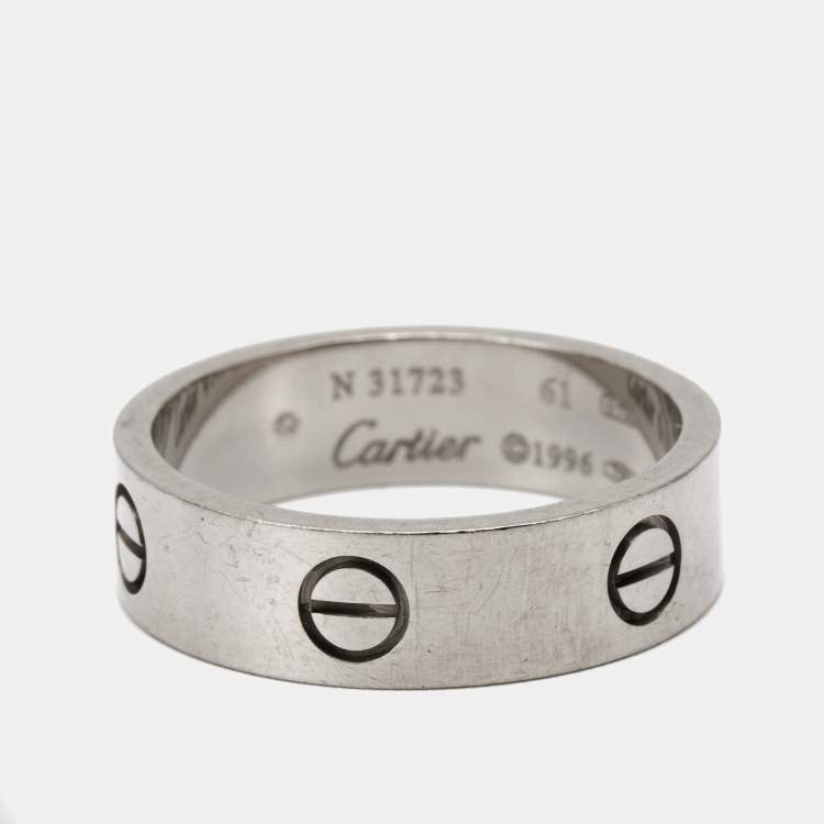 Pre Owned Cartier Love Vintage 18K White Gold Band Ring 61