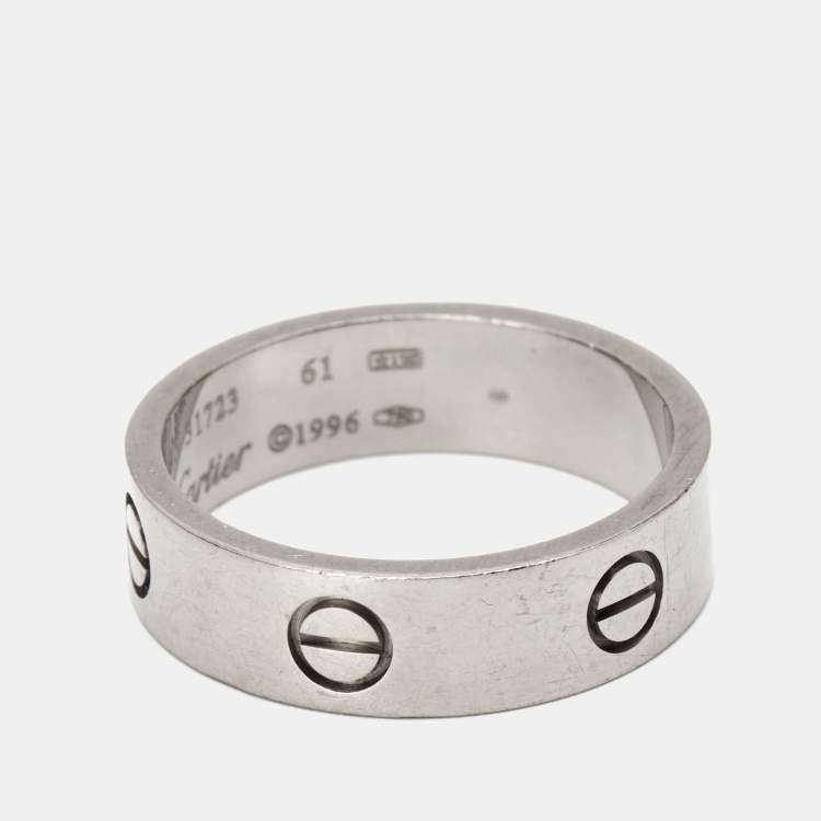 Pre Owned Cartier Love Vintage 18K White Gold Band Ring 61