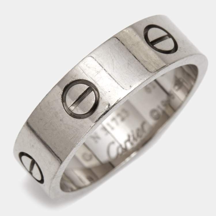 Pre Owned Cartier Love Vintage 18K White Gold Band Ring 61