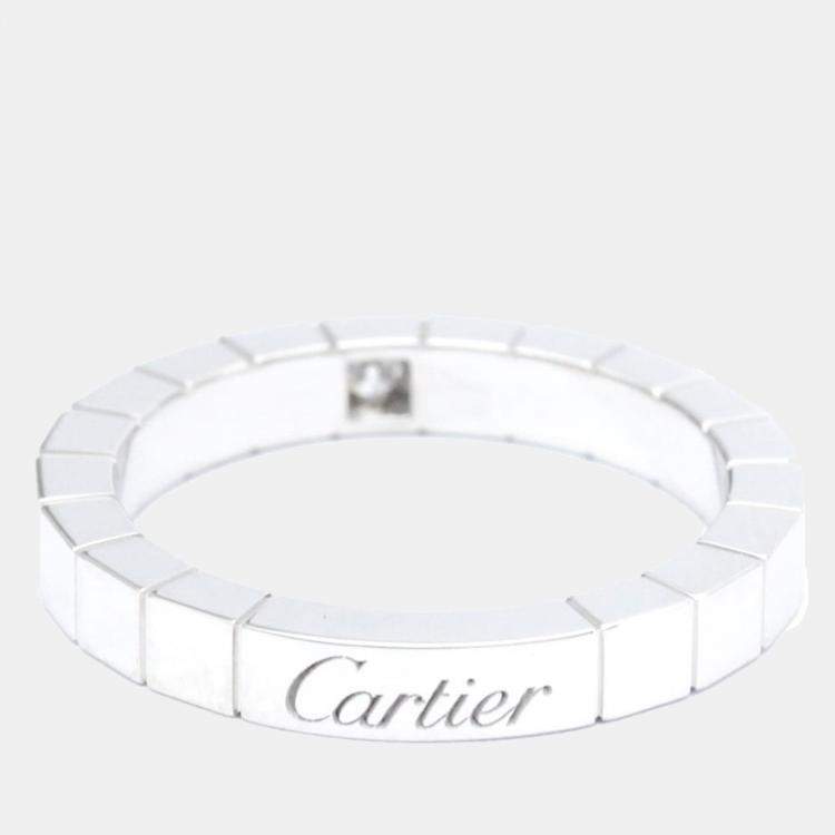 Pre Owned Cartier Lanieres 18K White Gold Diamond Ring EU 53