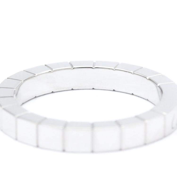 Pre Owned Cartier Lanieres 18K White Gold Diamond Ring EU 53