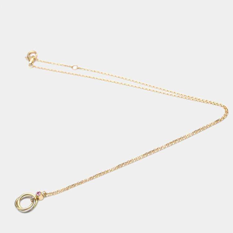 Pre Owned Cartier Trinity De Cartier 18K Yellow Rose White Gold and Sapphire Necklace