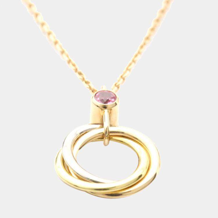 Pre Owned Cartier Trinity De Cartier 18K Yellow Rose White Gold and Sapphire Necklace