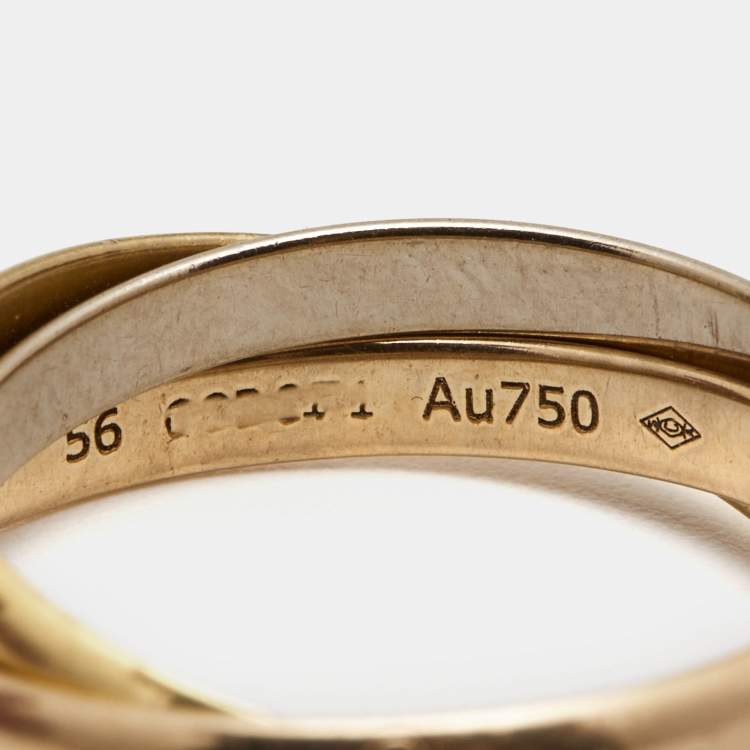 Pre Owned Cartier Trinity  18k Three Tone Gold Small Model Ring Size 56
