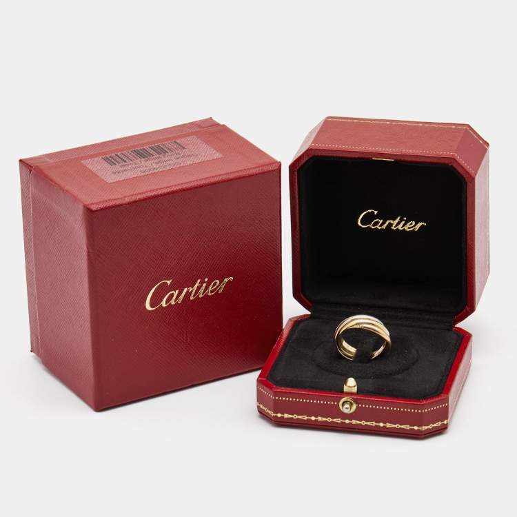 Pre Owned Cartier Trinity  18k Three Tone Gold Small Model Ring Size 56