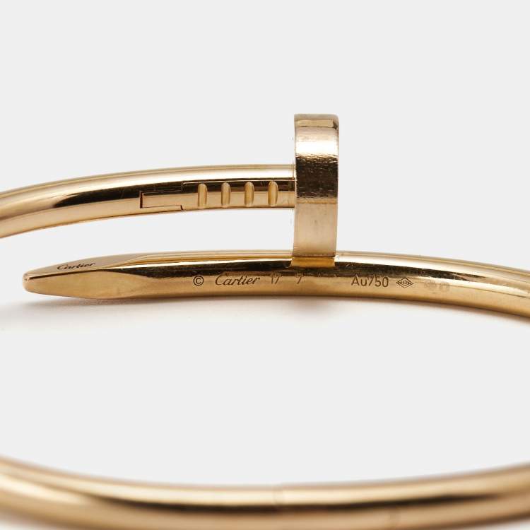 Pre Owned Cartier Juste Un Clou 18k Rose Gold Bracelet 17