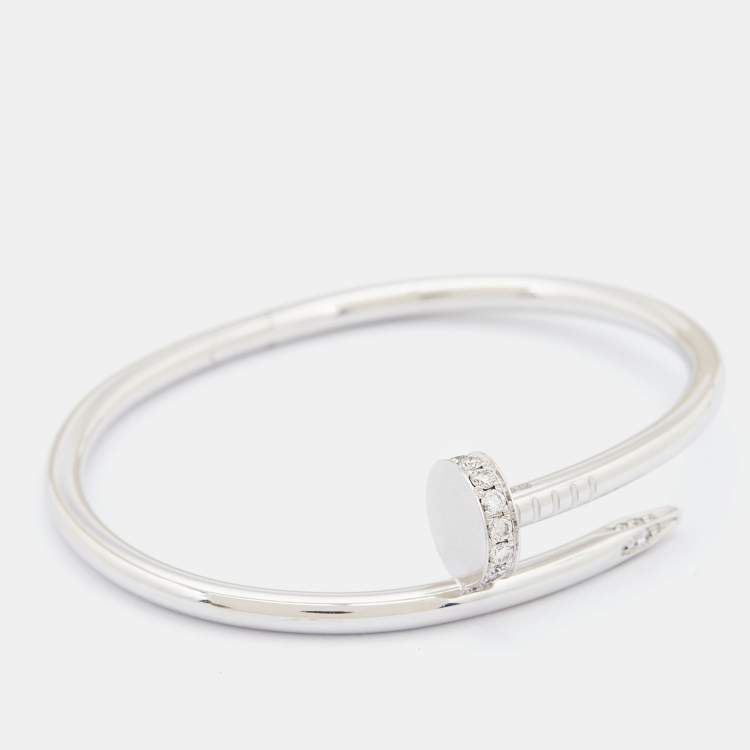 مملوكة مسبقًا Cartier Juste Un Clou Diamonds 18k White Gold Bracelet 16