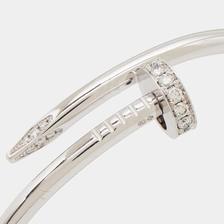 مملوكة مسبقًا Cartier Juste Un Clou Diamonds 18k White Gold Bracelet 16