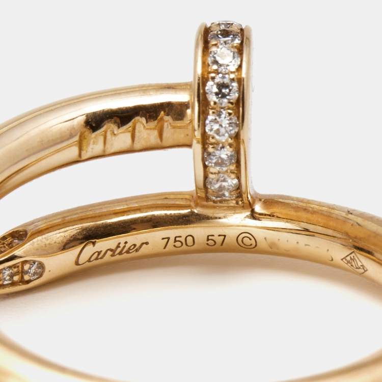 مملوكة مسبقًا Cartier Juste Un Clou Diamonds 18k Rose Gold Ring Size 57
