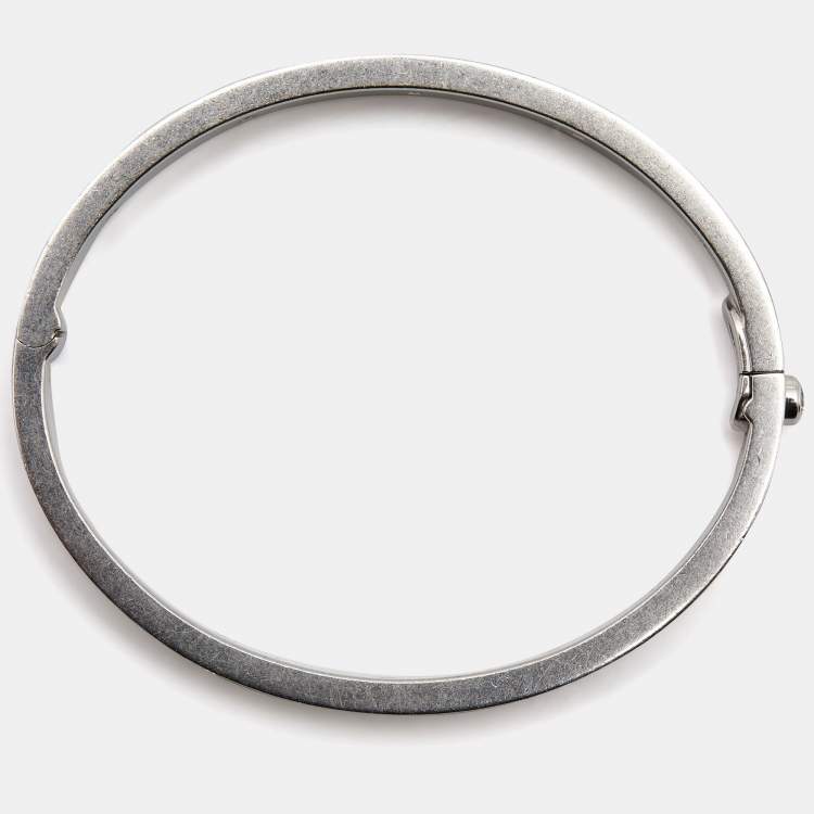 Pre Owned Cartier Love Diamond Paved 18k White Gold Bracelet 18