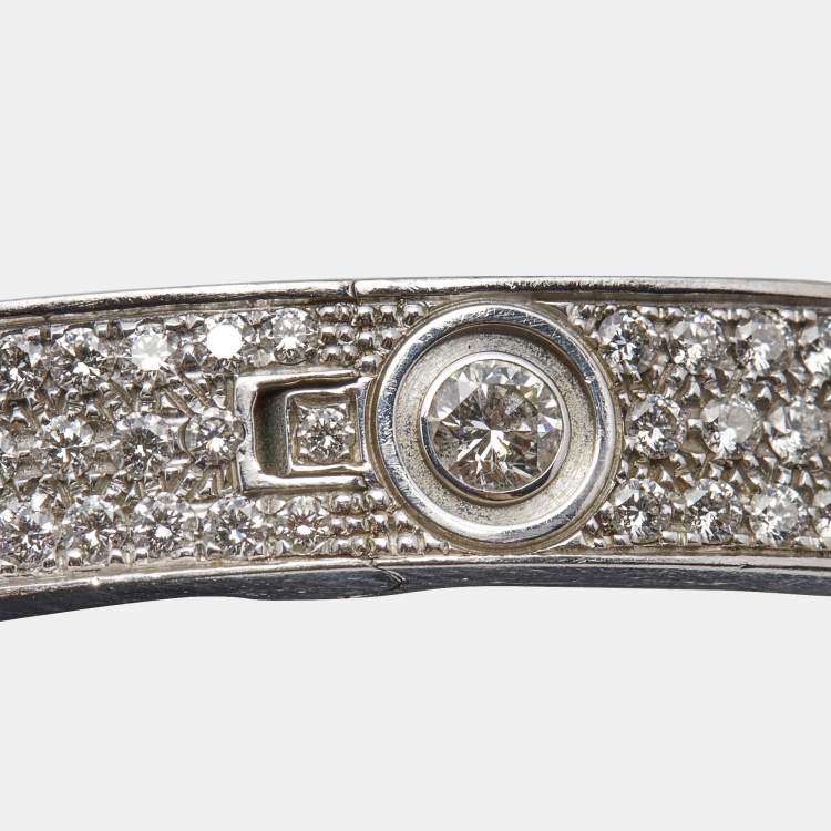 Pre Owned Cartier Love Diamond Paved 18k White Gold Bracelet 18