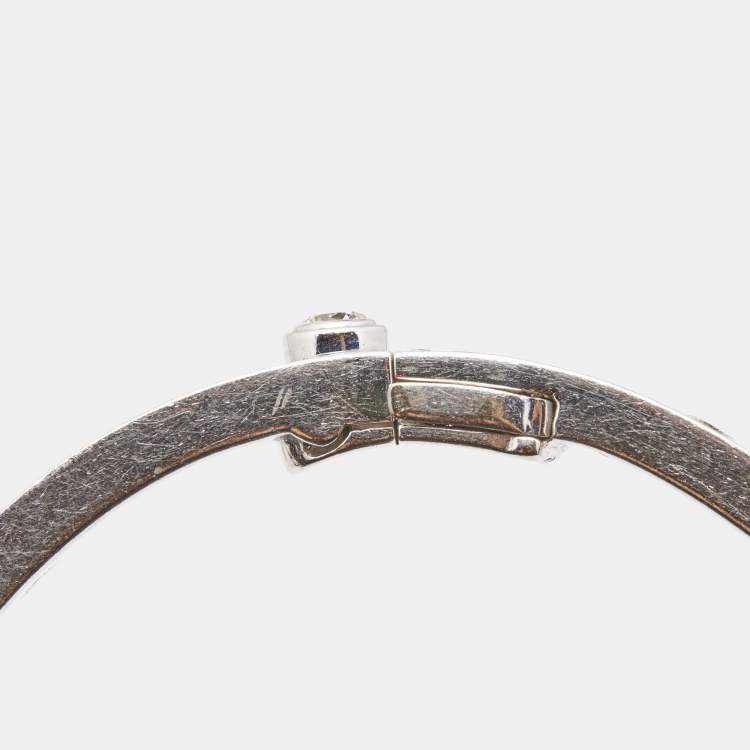 Pre Owned Cartier Love Diamond Paved 18k White Gold Bracelet 18