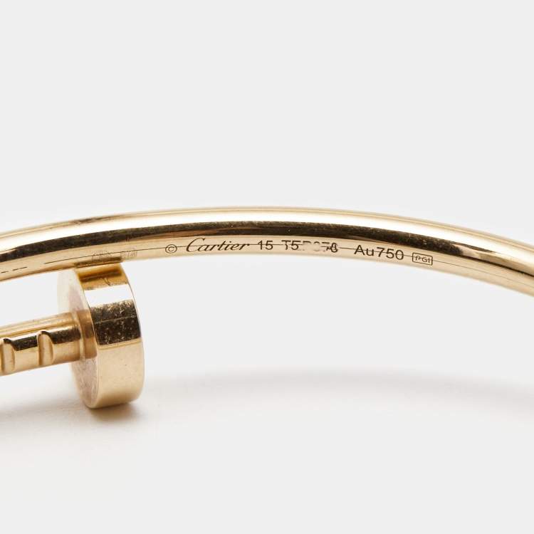 Pre Owned Cartier Juste Un Clou 18k Rose Gold Small Model Bracelet 15