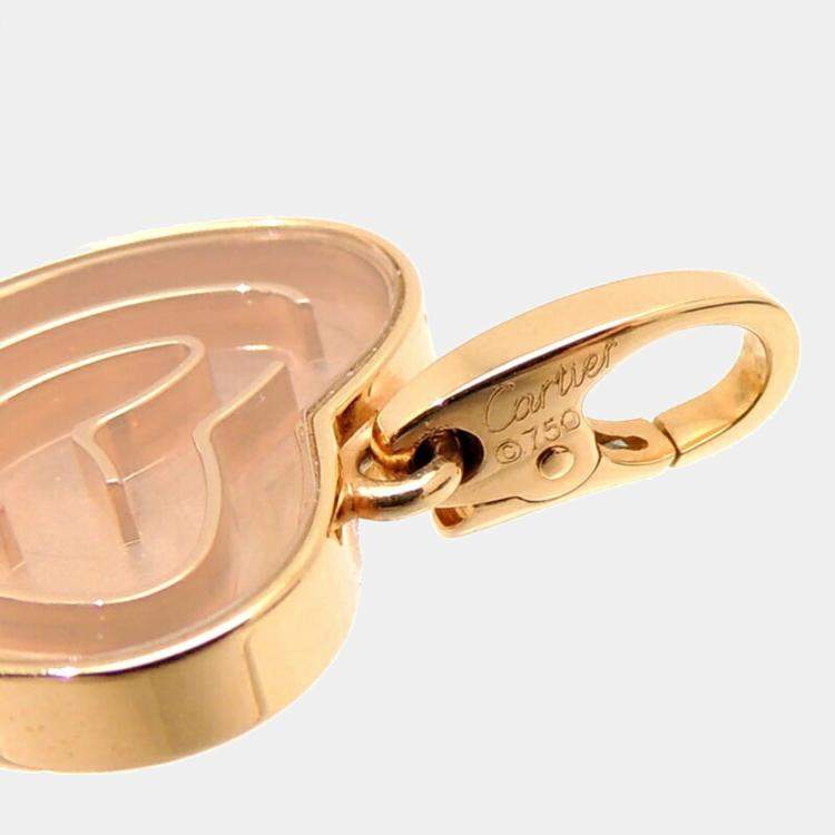 Pre Owned Cartier Vintage Heart Labyrinth 18K Rose Gold Diamond Charms and Pendants