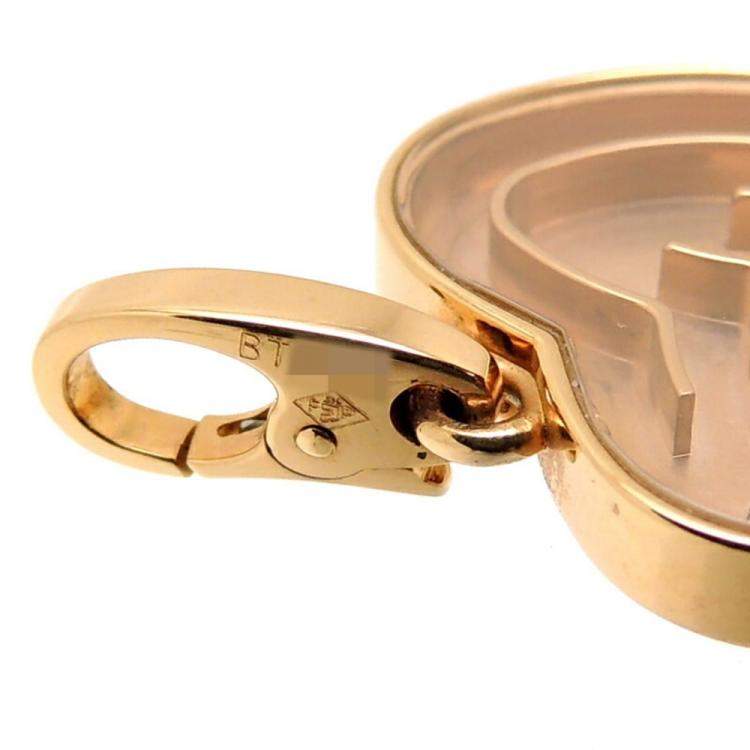 Pre Owned Cartier Vintage Heart Labyrinth 18K Rose Gold Diamond Charms and Pendants