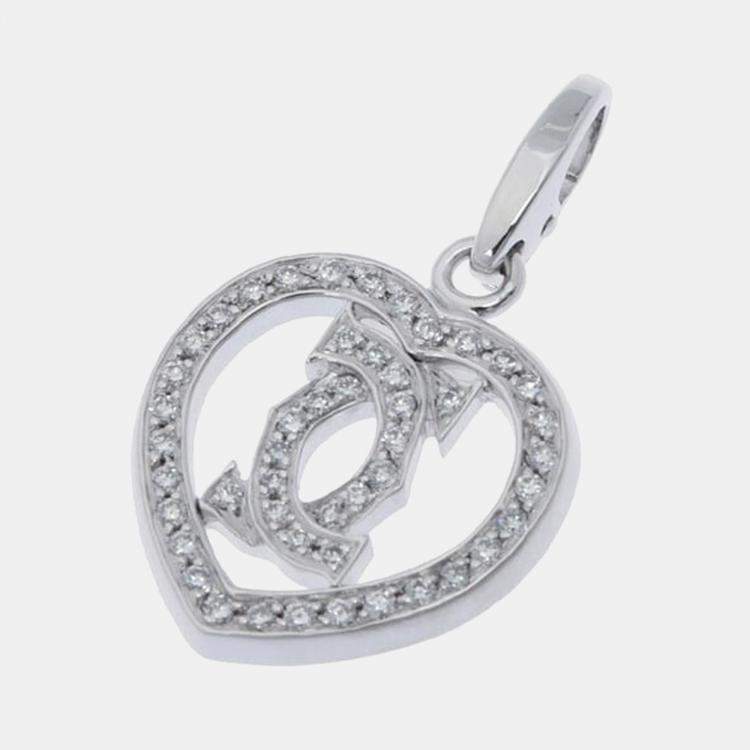 Cartier Double C 18K White Gold Diamond Charms and Pendants