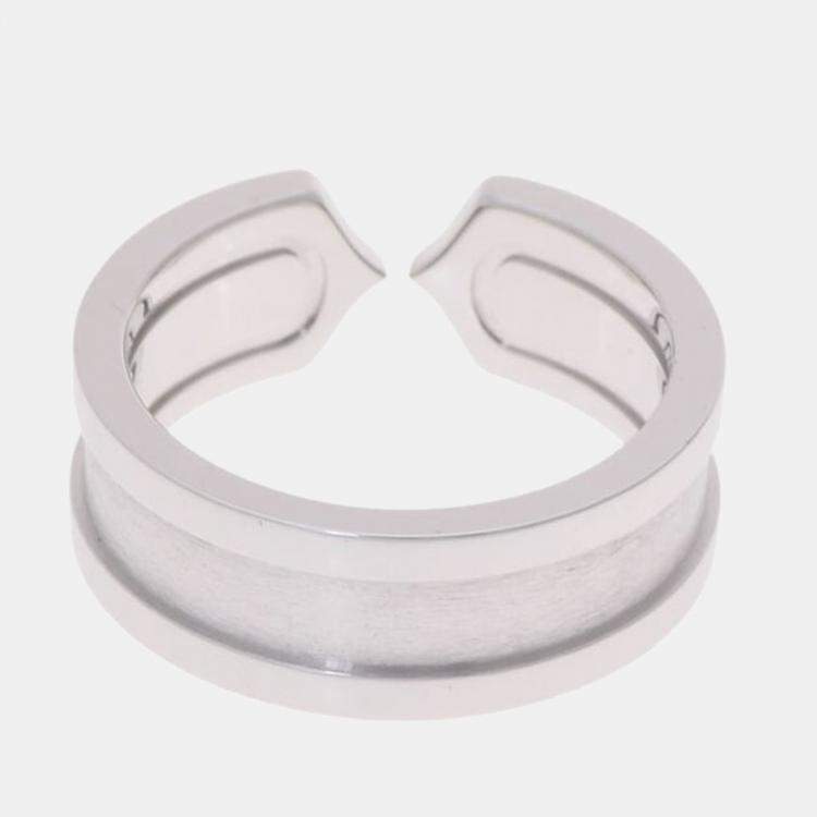 Pre Owned Cartier Vintage Double C 18K White Gold Ring EU 48