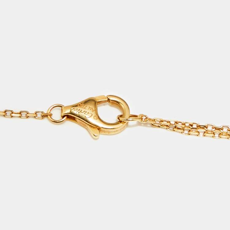 Pre Owned Cartier Amulette de Cartier Diamond Mother of Pearl 18K Yellow Gold Necklace XS