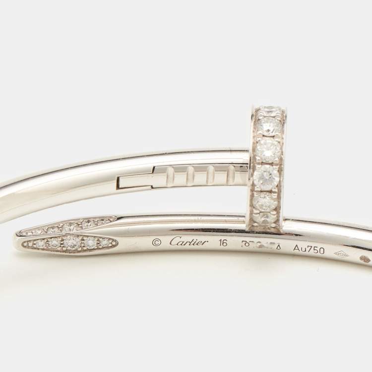 Pre Owned Cartier Juste Un Clou Diamonds 18K White Gold Bracelet 16