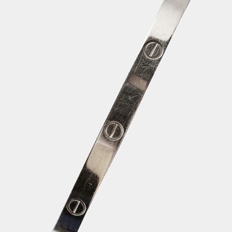 مملوكة مسبقًا Cartier Love 18k White Gold Small Bangle Bracelet 16