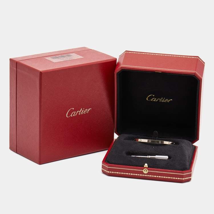 مملوكة مسبقًا Cartier Love 18k White Gold Small Bangle Bracelet 16