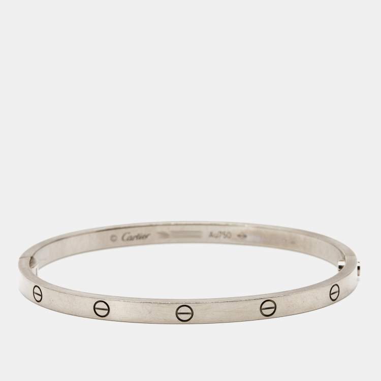 مملوكة مسبقًا Cartier Love 18k White Gold Small Bangle Bracelet 16