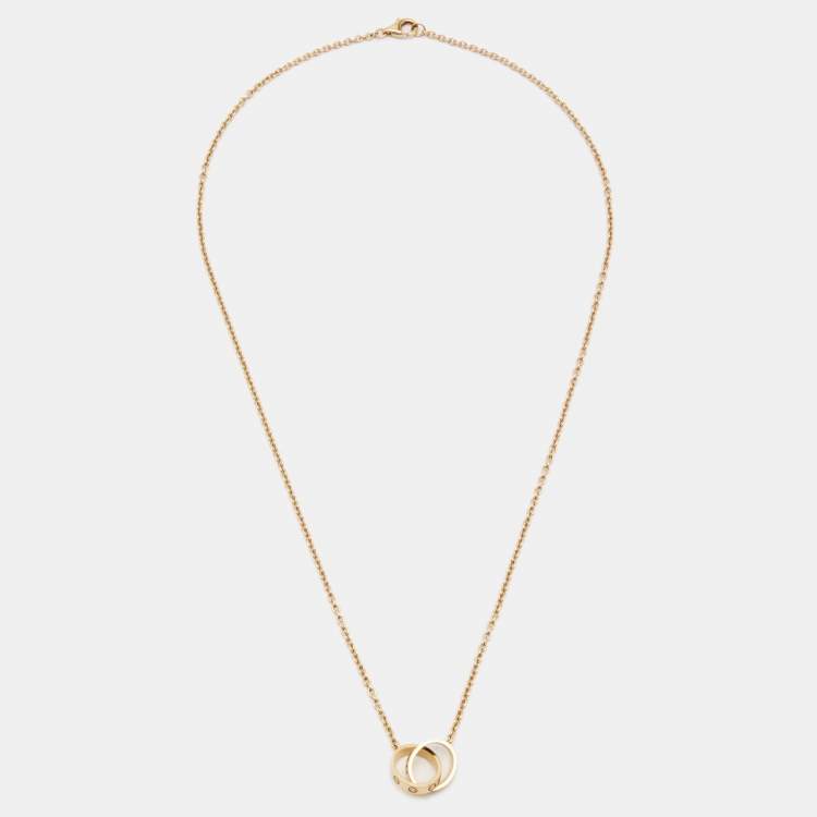Pre Owned Cartier Love Interlocking Loops 18k Rose Gold Necklace