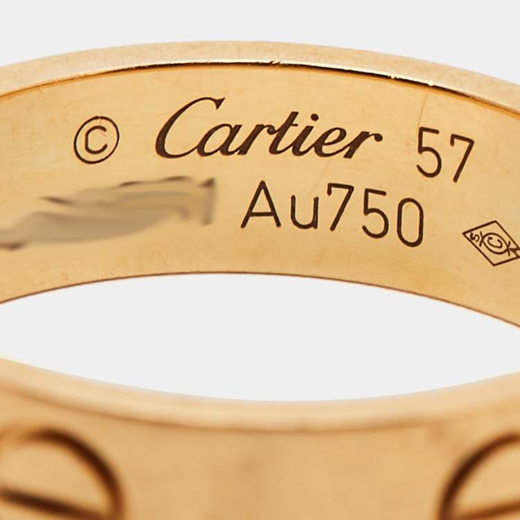 Pre Owned Cartier Love 18k Yellow Gold Band Ring Size 57