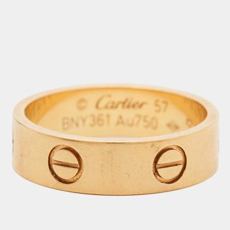 Pre Owned Cartier Love 18k Yellow Gold Band Ring Size 57