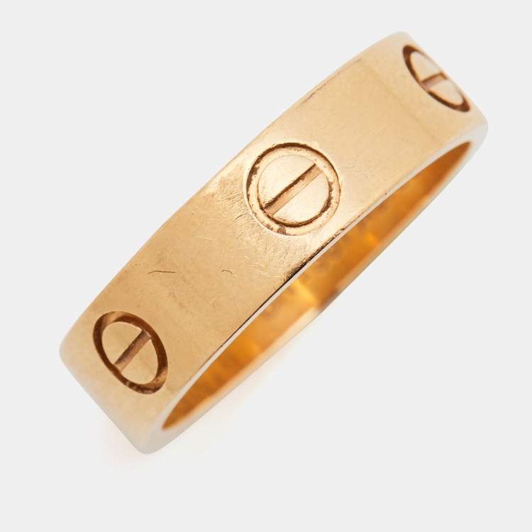 Pre Owned Cartier Love 18k Yellow Gold Band Ring Size 57