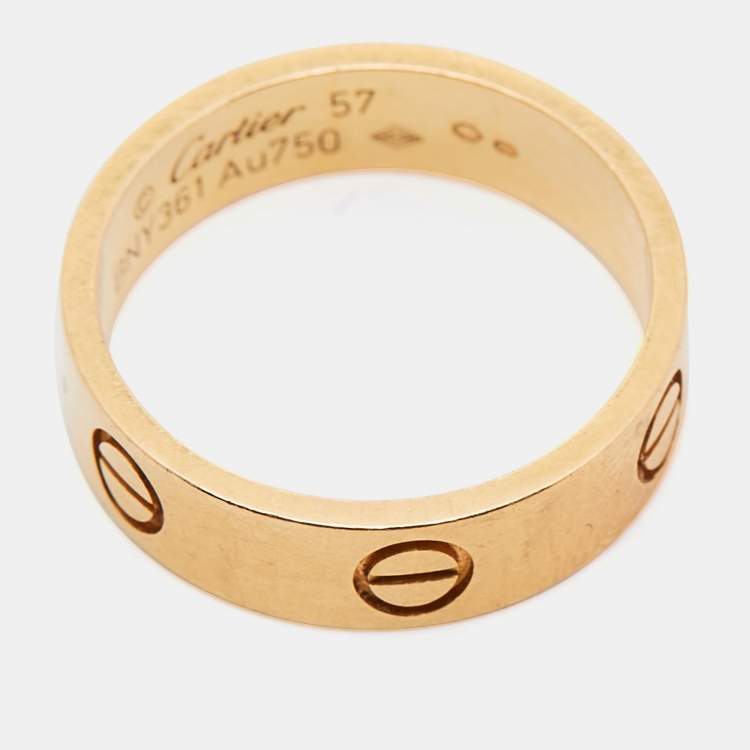 Pre Owned Cartier Love 18k Yellow Gold Band Ring Size 57