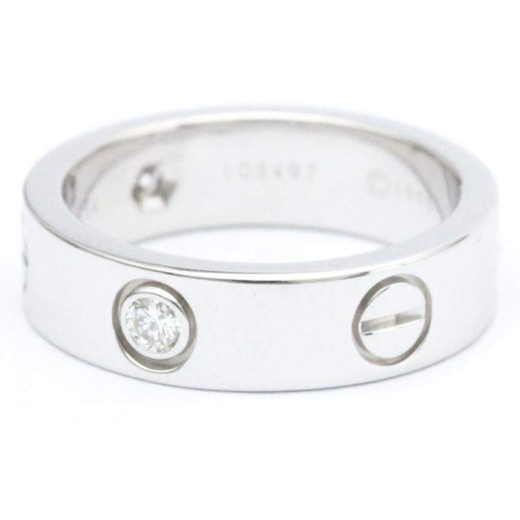 Pre Owned Cartier Vintage Love 18K White Gold Diamond Ring EU 54