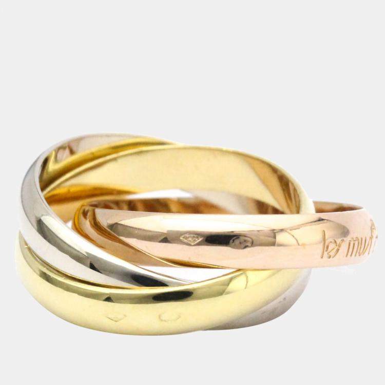 Pre Owned Cartier Les Must de Cartier 18K Yellow Rose and White Gold Ring EU 51