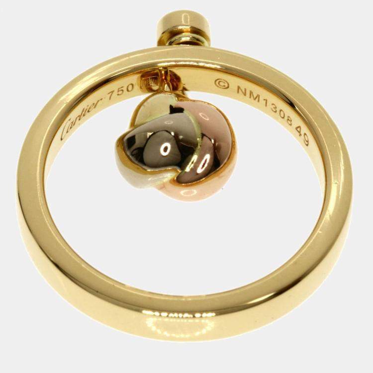 Pre Owned Cartier Trinity Ball 18K Yellow Rose and White Gold Diamond Ring EU 49