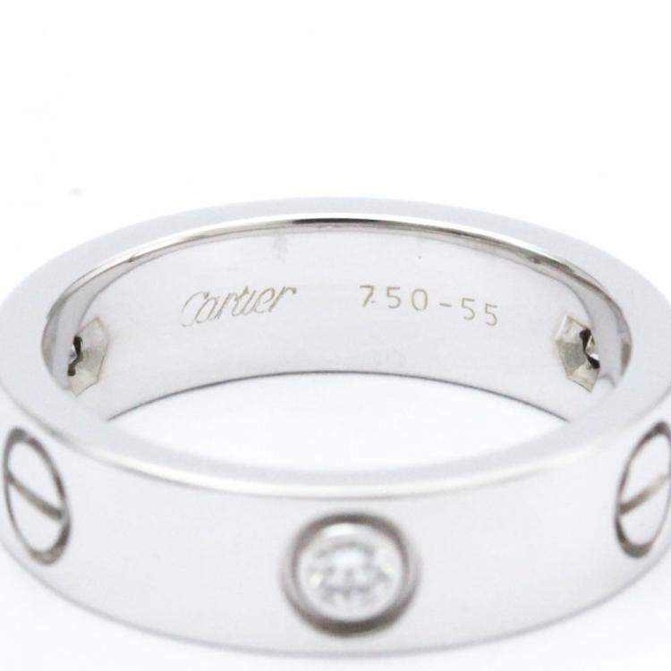 Pre Owned Cartier Love 18K White Gold Diamond Ring EU 55