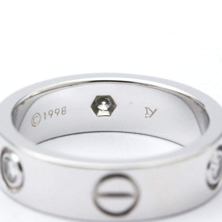 Pre Owned Cartier Love 18K White Gold Diamond Ring EU 55