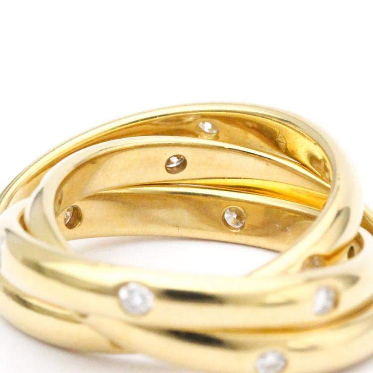 Pre Owned Cartier Vintage Trinity Constellation 18K Yellow Gold Diamond Ring EU 51