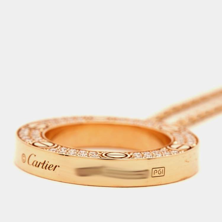 مملوكة مسبقًا Cartier Love Diamonds 18k Rose Gold Pendant Necklace