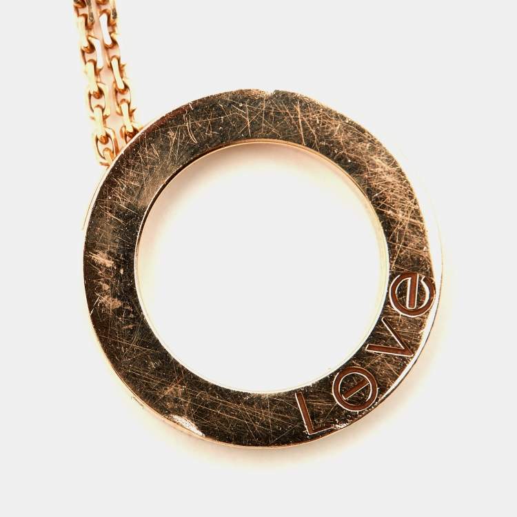 مملوكة مسبقًا Cartier Love Diamonds 18k Rose Gold Pendant Necklace
