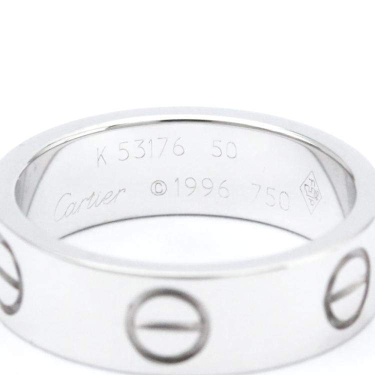 Pre Owned Cartier Vintage Love 18K White Gold Ring EU 50