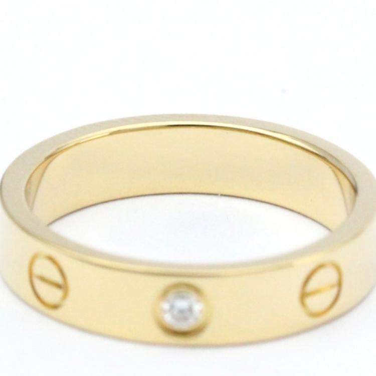 Pre Owned Cartier Love 18K Yellow Gold Diamond Ring EU 50