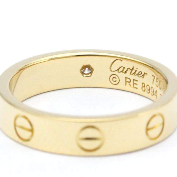 Pre Owned Cartier Love 18K Yellow Gold Diamond Ring EU 50