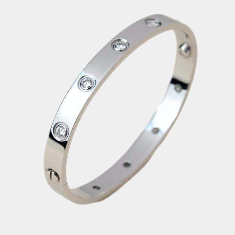 Cartier Love Bracelet Ten Diamonds 18K White Gold Size 16 Cartier