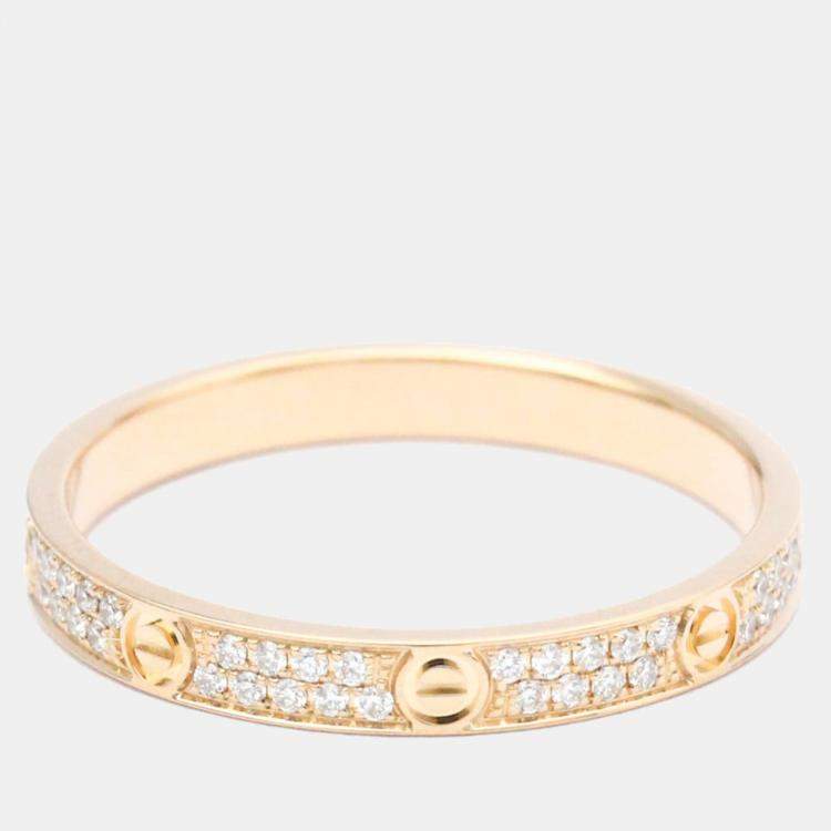 Cartier Diamond Pave 18K Rose Gold Love Bracelet Men's Size 21