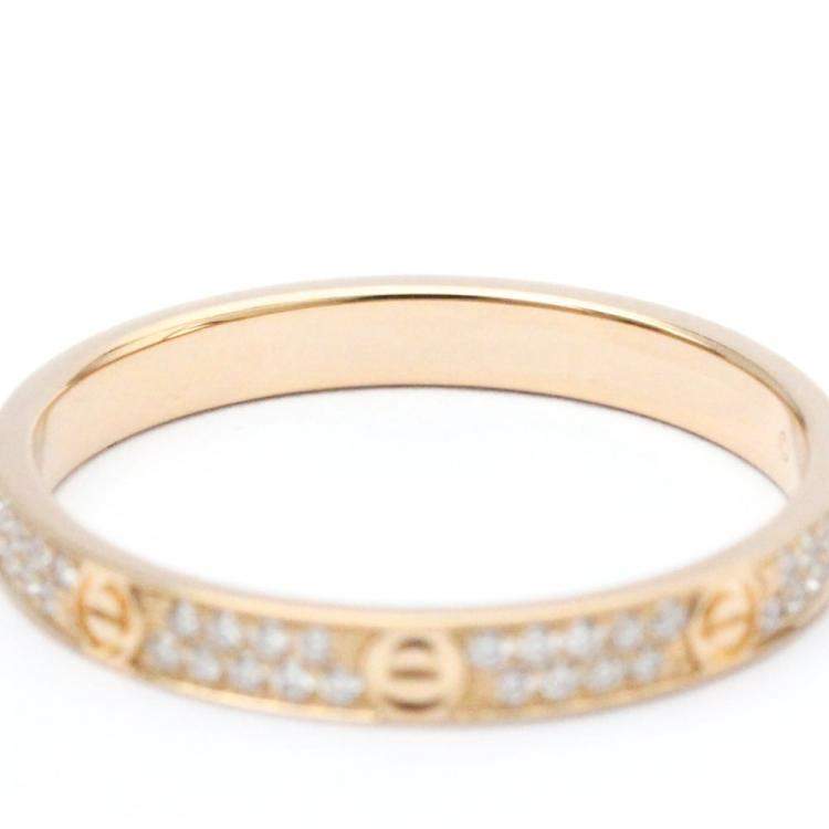 Pre Owned Cartier Love Pave 18K Rose Gold Diamond Ring EU 55
